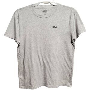 Hollister Gray Cotton Logo Tee Crew T-Shirt Relaxed Fit Sz S Unisex